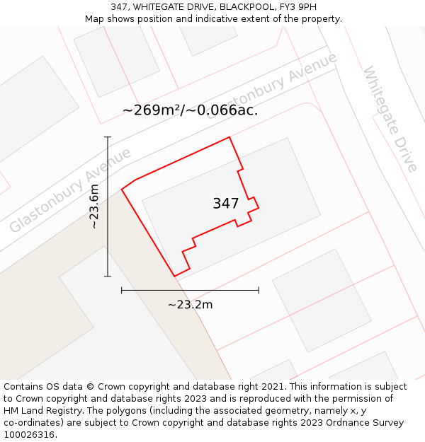 347, WHITEGATE DRIVE, BLACKPOOL, FY3 9PH: Plot and title map