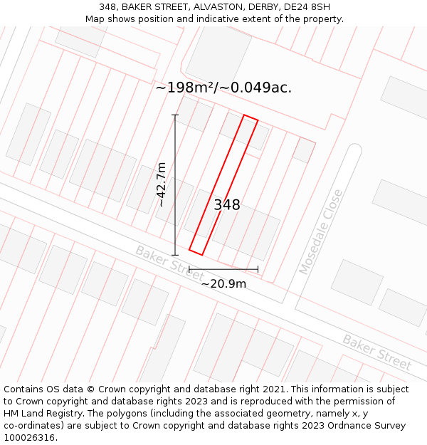 348, BAKER STREET, ALVASTON, DERBY, DE24 8SH: Plot and title map