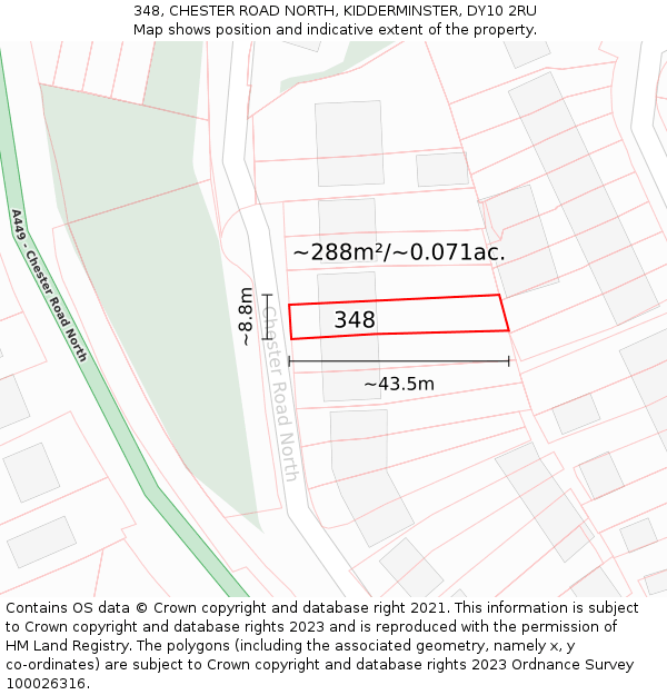 348, CHESTER ROAD NORTH, KIDDERMINSTER, DY10 2RU: Plot and title map