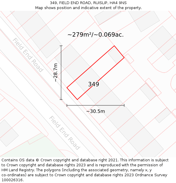 349, FIELD END ROAD, RUISLIP, HA4 9NS: Plot and title map