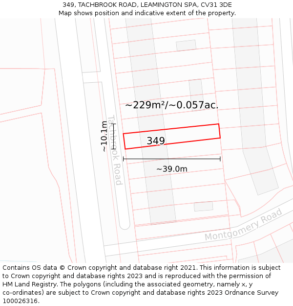 349, TACHBROOK ROAD, LEAMINGTON SPA, CV31 3DE: Plot and title map