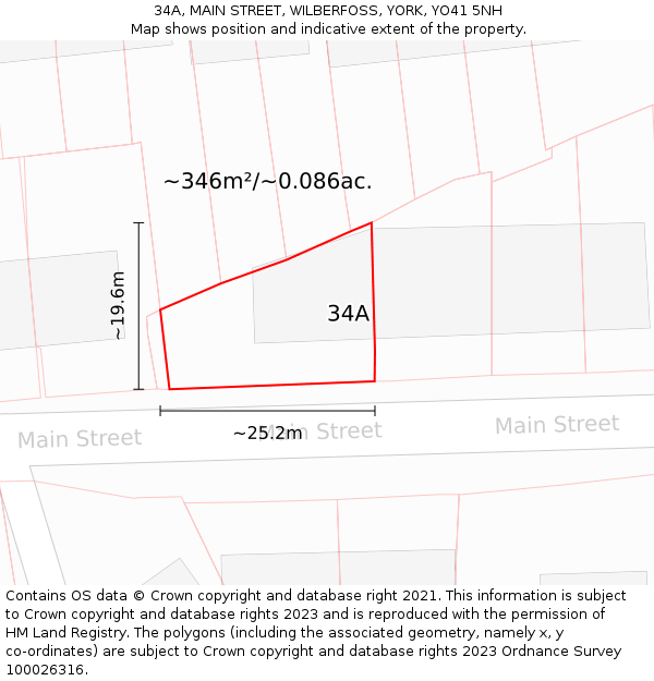34A, MAIN STREET, WILBERFOSS, YORK, YO41 5NH: Plot and title map