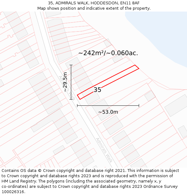 35, ADMIRALS WALK, HODDESDON, EN11 8AF: Plot and title map