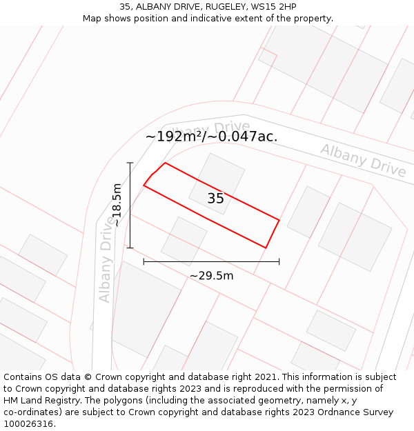 35, ALBANY DRIVE, RUGELEY, WS15 2HP: Plot and title map
