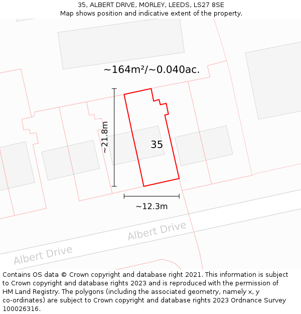35, ALBERT DRIVE, MORLEY, LEEDS, LS27 8SE: Plot and title map