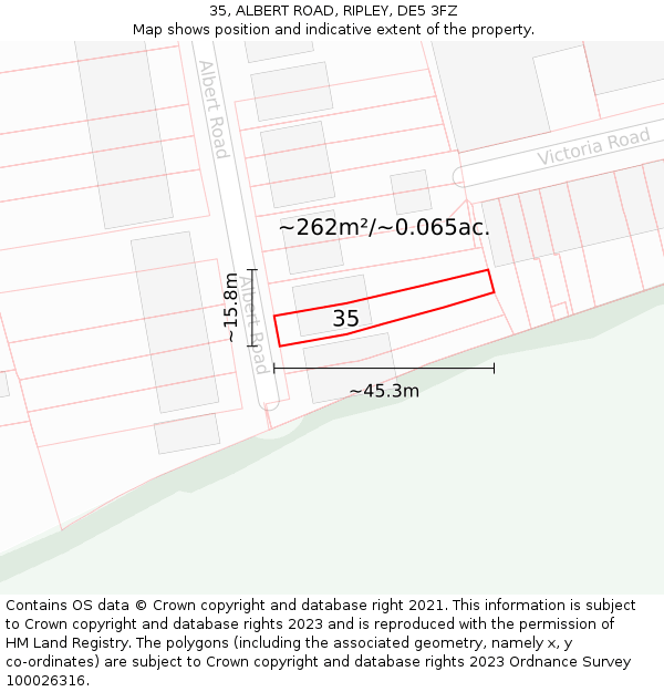 35, ALBERT ROAD, RIPLEY, DE5 3FZ: Plot and title map