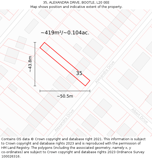 35, ALEXANDRA DRIVE, BOOTLE, L20 0EE: Plot and title map