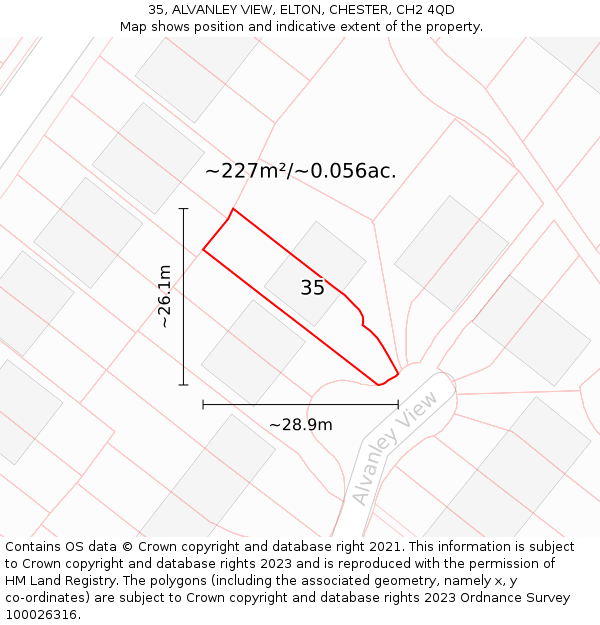 35, ALVANLEY VIEW, ELTON, CHESTER, CH2 4QD: Plot and title map