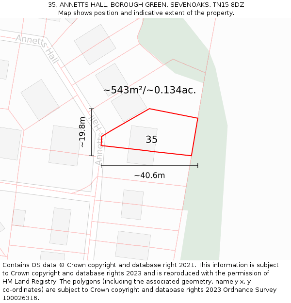 35, ANNETTS HALL, BOROUGH GREEN, SEVENOAKS, TN15 8DZ: Plot and title map