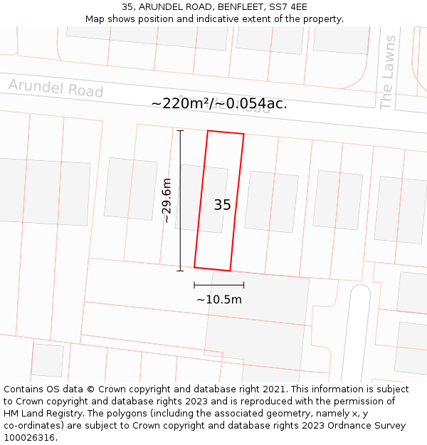 35, ARUNDEL ROAD, BENFLEET, SS7 4EE: Plot and title map