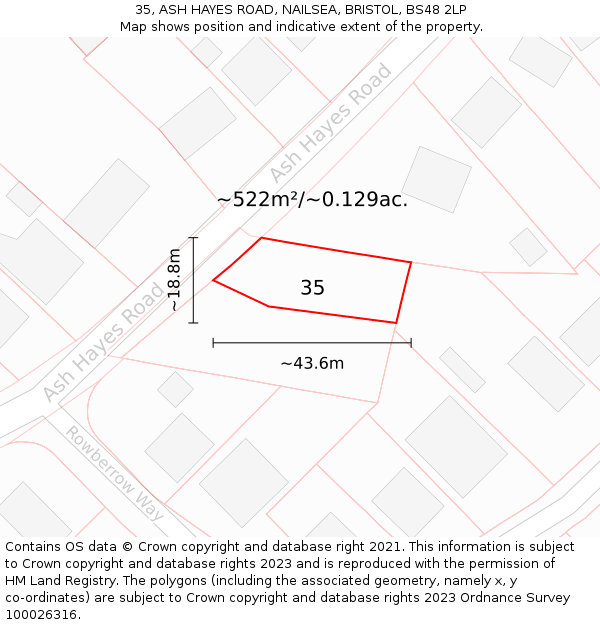 35, ASH HAYES ROAD, NAILSEA, BRISTOL, BS48 2LP: Plot and title map