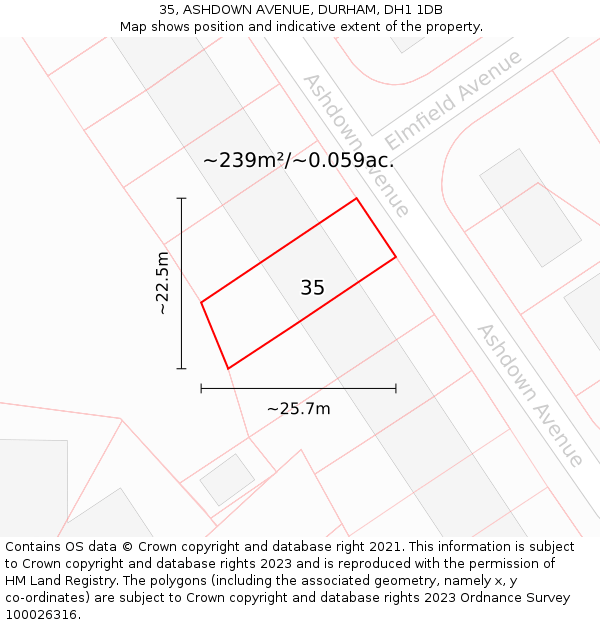 35, ASHDOWN AVENUE, DURHAM, DH1 1DB: Plot and title map