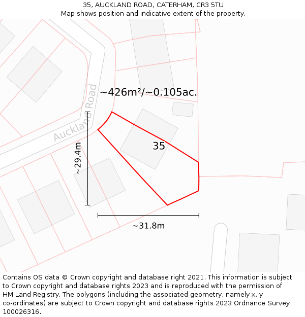 35, AUCKLAND ROAD, CATERHAM, CR3 5TU: Plot and title map
