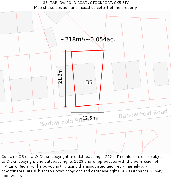 35, BARLOW FOLD ROAD, STOCKPORT, SK5 6TY: Plot and title map