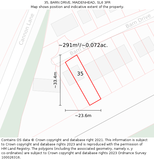 35, BARN DRIVE, MAIDENHEAD, SL6 3PR: Plot and title map