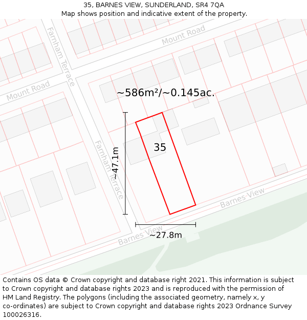 35, BARNES VIEW, SUNDERLAND, SR4 7QA: Plot and title map