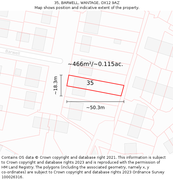 35, BARWELL, WANTAGE, OX12 9AZ: Plot and title map
