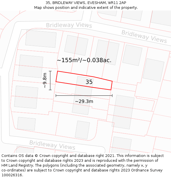 35, BRIDLEWAY VIEWS, EVESHAM, WR11 2AP: Plot and title map