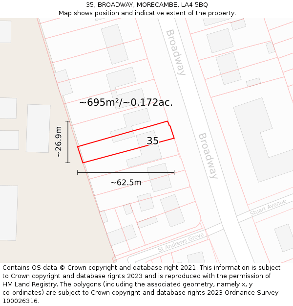 35, BROADWAY, MORECAMBE, LA4 5BQ: Plot and title map