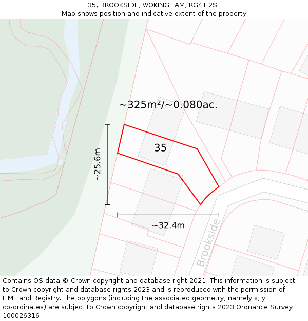 35, BROOKSIDE, WOKINGHAM, RG41 2ST: Plot and title map