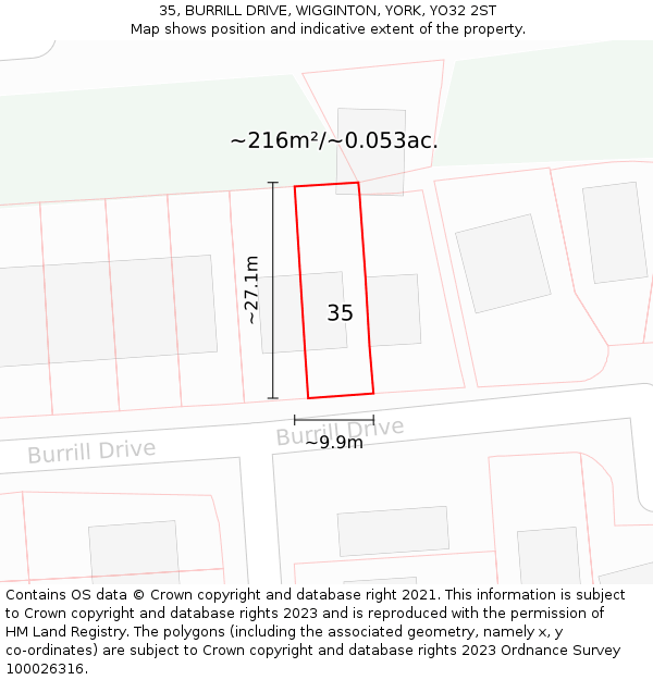 35, BURRILL DRIVE, WIGGINTON, YORK, YO32 2ST: Plot and title map