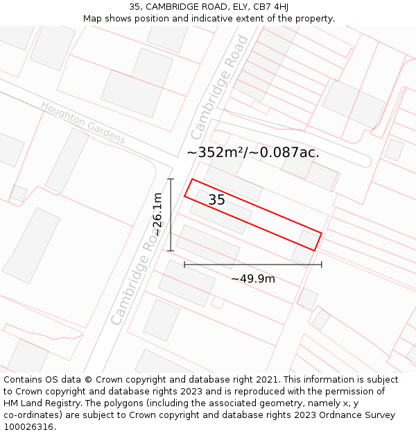 35, CAMBRIDGE ROAD, ELY, CB7 4HJ: Plot and title map