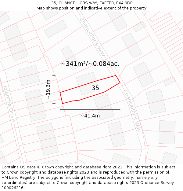 35, CHANCELLORS WAY, EXETER, EX4 9DP: Plot and title map