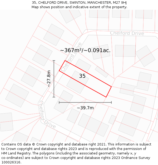 35, CHELFORD DRIVE, SWINTON, MANCHESTER, M27 9HJ: Plot and title map