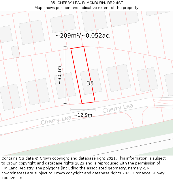 35, CHERRY LEA, BLACKBURN, BB2 4ST: Plot and title map