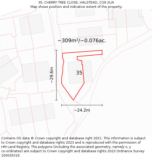 35, CHERRY TREE CLOSE, HALSTEAD, CO9 2UA: Plot and title map