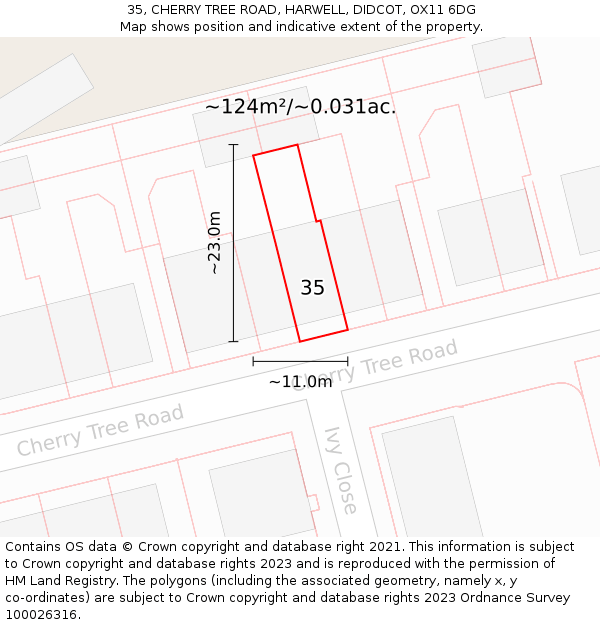 35, CHERRY TREE ROAD, HARWELL, DIDCOT, OX11 6DG: Plot and title map
