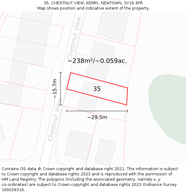 35, CHESTNUT VIEW, KERRY, NEWTOWN, SY16 4PR: Plot and title map