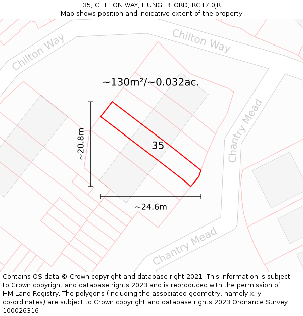35, CHILTON WAY, HUNGERFORD, RG17 0JR: Plot and title map