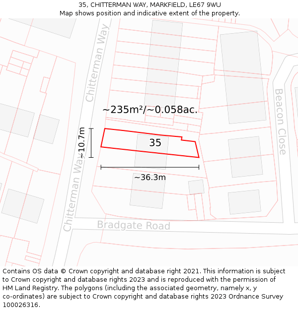 35, CHITTERMAN WAY, MARKFIELD, LE67 9WU: Plot and title map