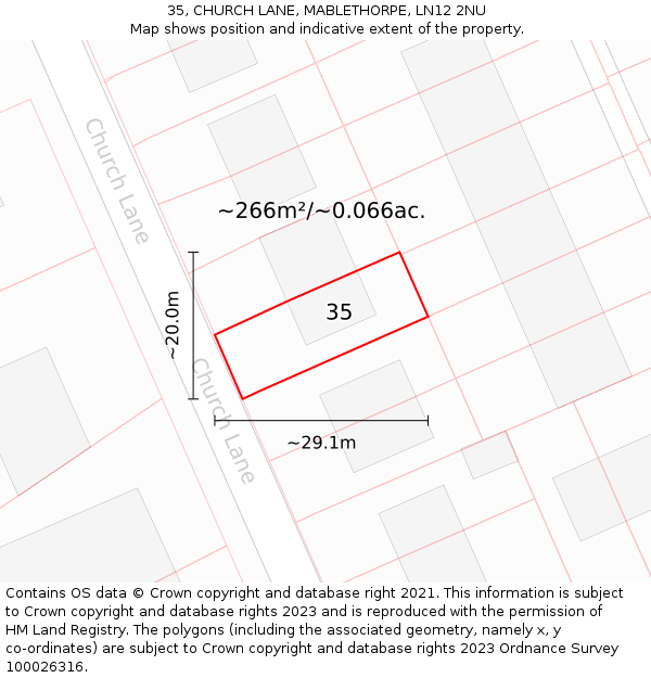 35, CHURCH LANE, MABLETHORPE, LN12 2NU: Plot and title map