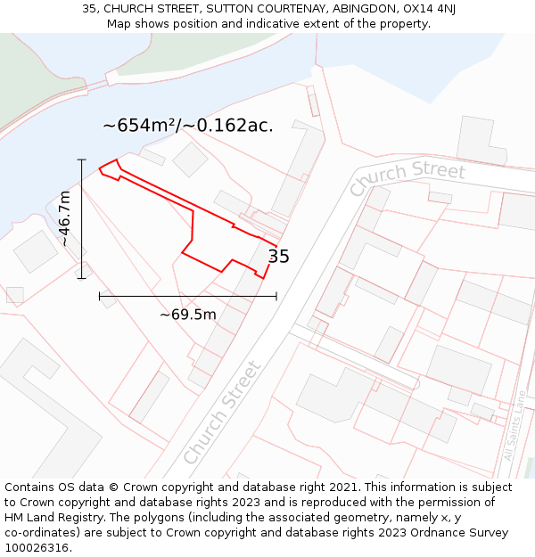 35, CHURCH STREET, SUTTON COURTENAY, ABINGDON, OX14 4NJ: Plot and title map