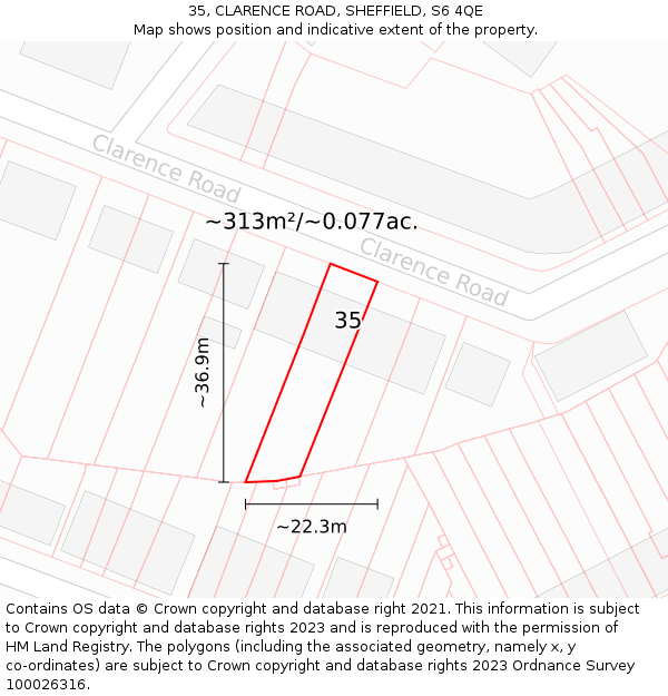 35, CLARENCE ROAD, SHEFFIELD, S6 4QE: Plot and title map