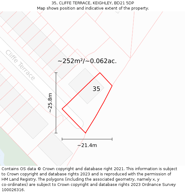 35, CLIFFE TERRACE, KEIGHLEY, BD21 5DP: Plot and title map