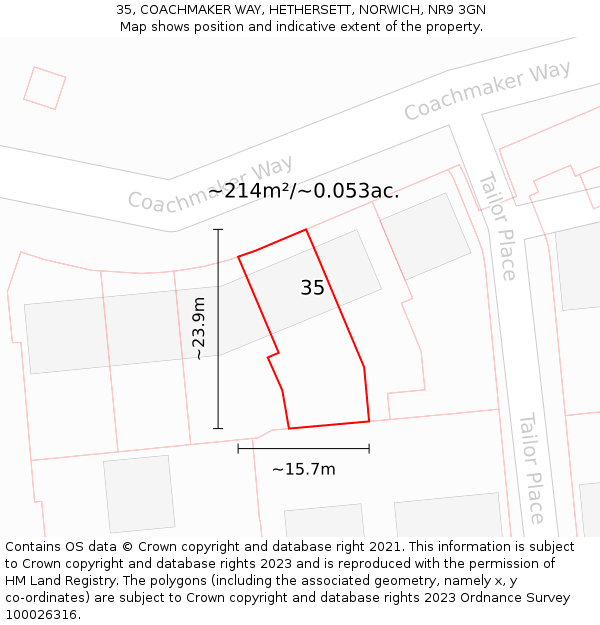 35, COACHMAKER WAY, HETHERSETT, NORWICH, NR9 3GN: Plot and title map