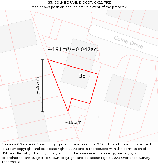 35, COLNE DRIVE, DIDCOT, OX11 7RZ: Plot and title map