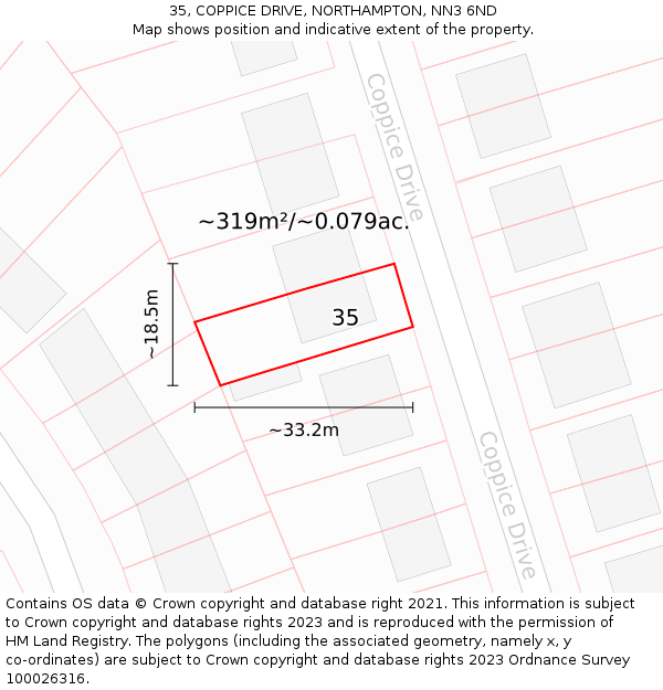 35, COPPICE DRIVE, NORTHAMPTON, NN3 6ND: Plot and title map