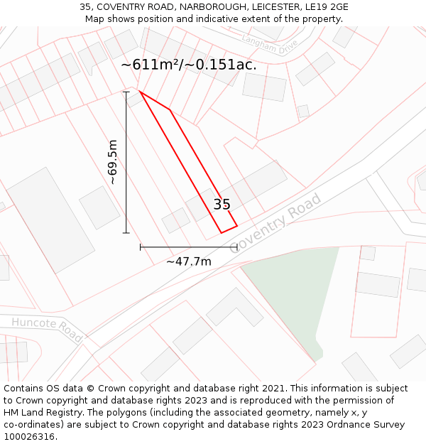 35, COVENTRY ROAD, NARBOROUGH, LEICESTER, LE19 2GE: Plot and title map