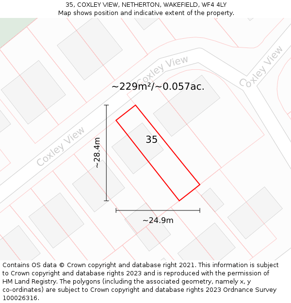 35, COXLEY VIEW, NETHERTON, WAKEFIELD, WF4 4LY: Plot and title map