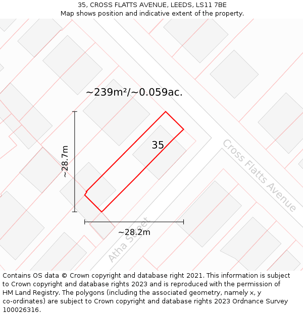 35, CROSS FLATTS AVENUE, LEEDS, LS11 7BE: Plot and title map