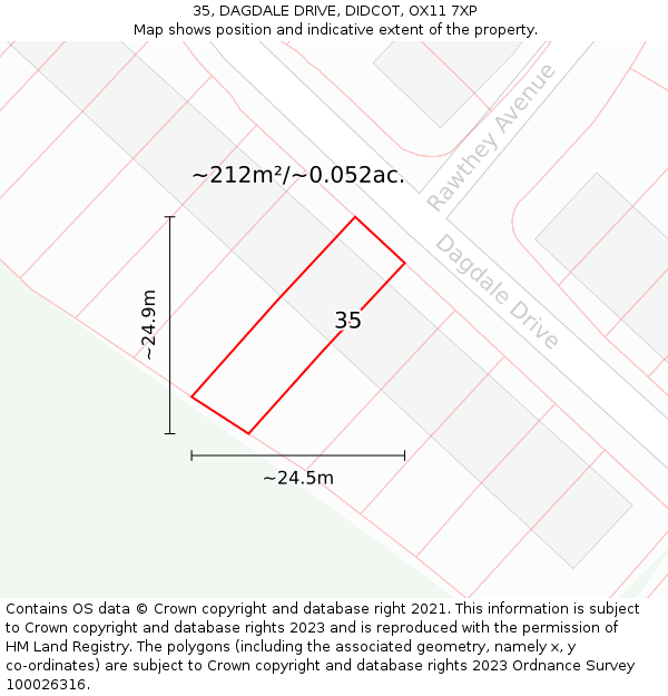 35, DAGDALE DRIVE, DIDCOT, OX11 7XP: Plot and title map