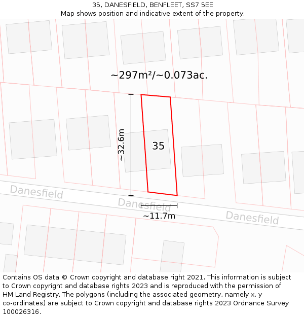 35, DANESFIELD, BENFLEET, SS7 5EE: Plot and title map