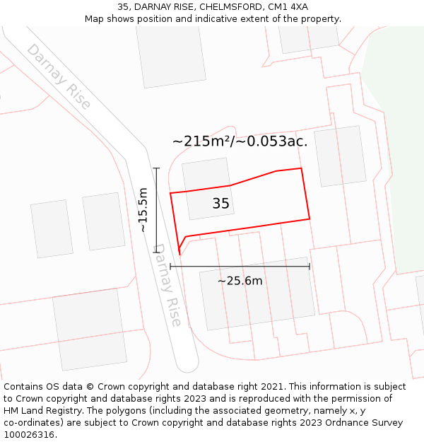 35, DARNAY RISE, CHELMSFORD, CM1 4XA: Plot and title map
