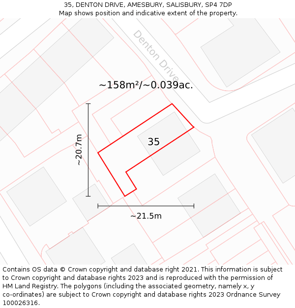 35, DENTON DRIVE, AMESBURY, SALISBURY, SP4 7DP: Plot and title map