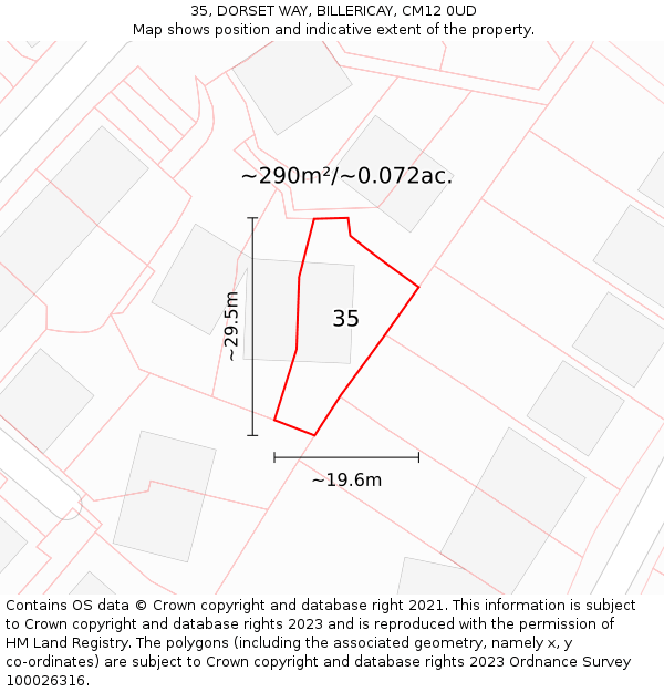 35, DORSET WAY, BILLERICAY, CM12 0UD: Plot and title map