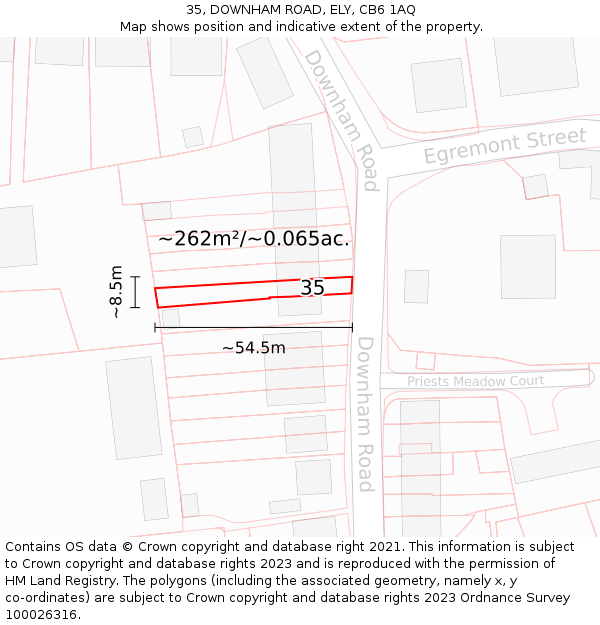 35, DOWNHAM ROAD, ELY, CB6 1AQ: Plot and title map